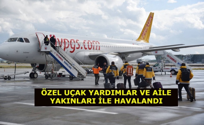 Yardım ve aile yakınlarını taşıyan uçak Ercan’dan ayrıldı