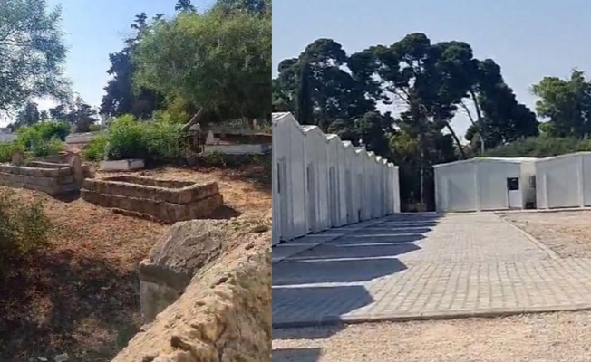 KKTC'de eğitim... Öğrenciler mezarlıkla iç içe konteyner sınıflarda ders görecek
