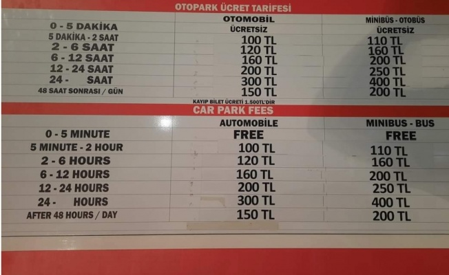 Ercan'da otopark fiyatları dudak uçuklatıyor