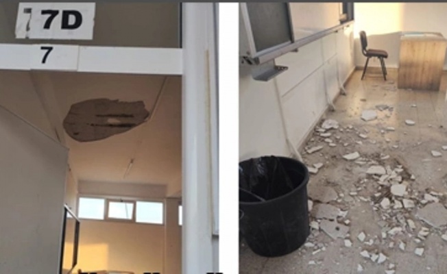 Canbulat Özgürlük Ortaokulu'nda Sınıfın Tavanı Çöktü