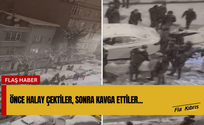 Bir anda ortalık karıştı! Kar eğlencesi kavgaya dönüştü