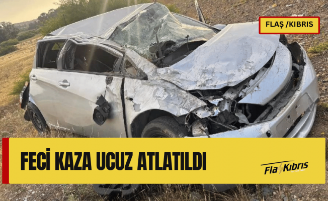 Lefkoşa-Güzelyurt ana yolunda kaza: Toprak sete çarpıp takla attı!