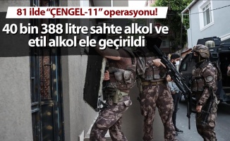 Türkiye'deki "Çengel-11" operasyonlarında 40 bin 388 litre sahte ve etil alkol ele geçirildi