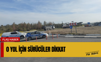Asfaltlama nedeniyle Ercan yolunun gidiş yönü bugün de trafiğe kapalı