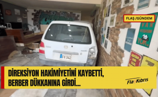 Güzelyurt’ta kaza: Berber dükkanına daldı!