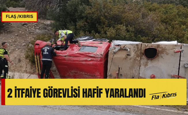 İtfaiye aracı yoldan çıkıp devrildi