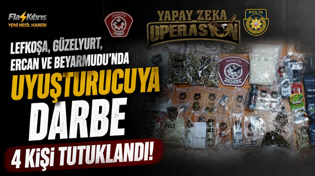 Lefkoşa, Güzelyurt, Ercan ve Beyarmudu’nda uyuşturucu