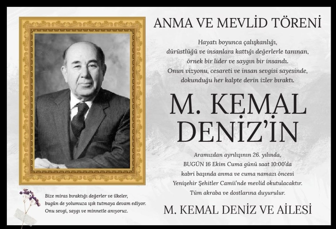 M. Kemal Deniz kabri başında anılacak