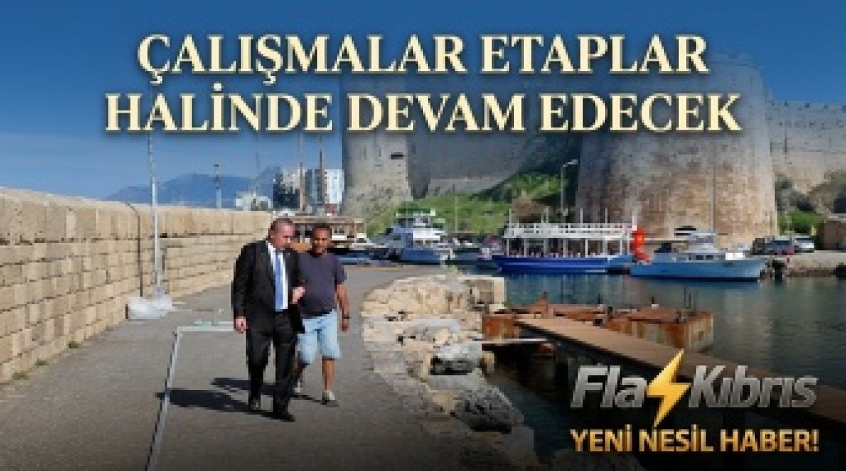 Ataoğlu, Girne Antik Limanı’nda yürütülen iskele yapım çalışmalarını inceledi
