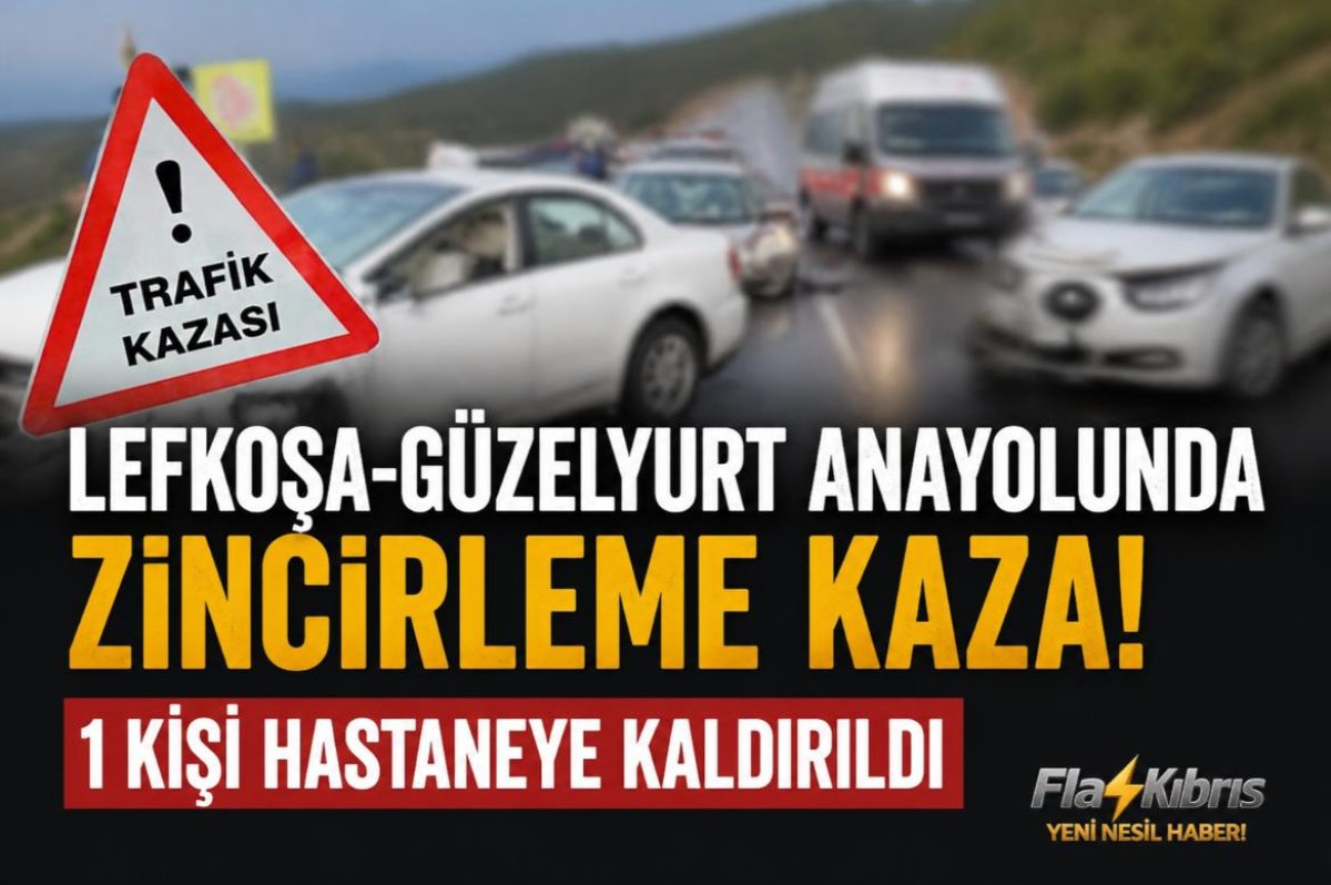 Lefkoşa-Güzelyurt Anayolunda Zincirleme Kaza