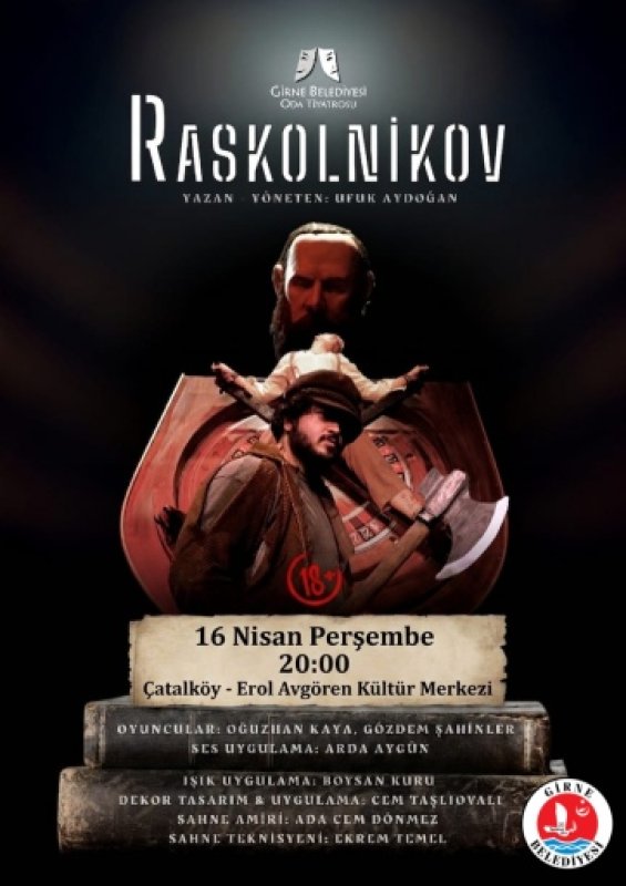 Beşparmaklar Tiyatro Festivali kapsamında, ‘Raskolnikov’ oyunu sahnelenecek