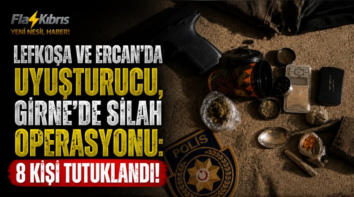 Lefkoşa ve Ercan’da uyuşturucu, Girne’de silah operasyonu