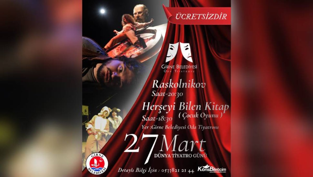 Girne Belediyesi Oda Tiyatrosu, 27 Mart Dünya Tiyatro Günü’nde iki oyun sahneleyecek